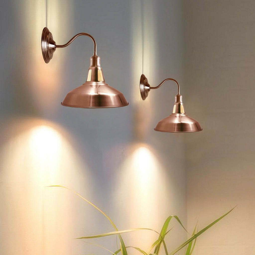 Copper Wall Light 30cm Barn Slotted Shade – High Polish Wall Sconce