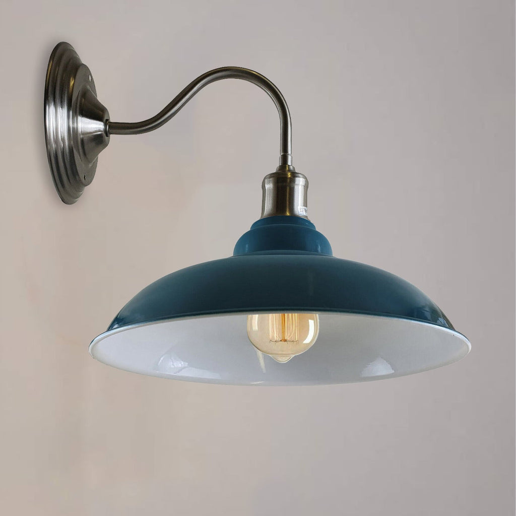 Blue Modern Industrial Indoor Wall Light – Painted Metal