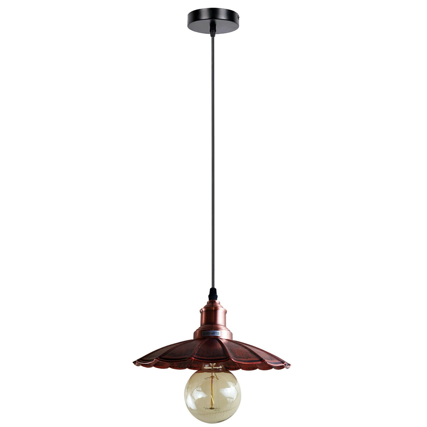 Rustic Red Wavy Metal Ceiling Pendant Light