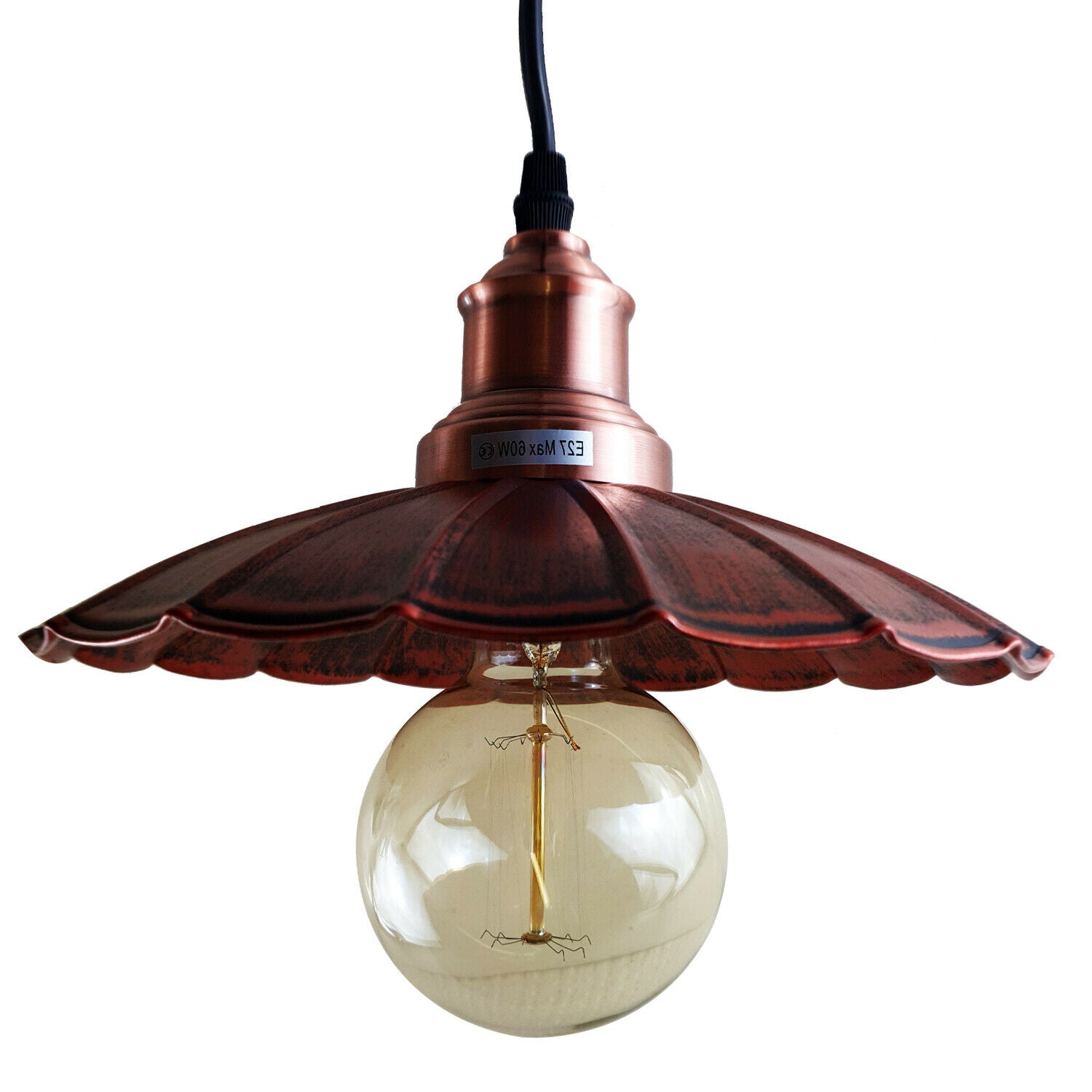 Rustic Red Wavy Metal Ceiling Pendant Light