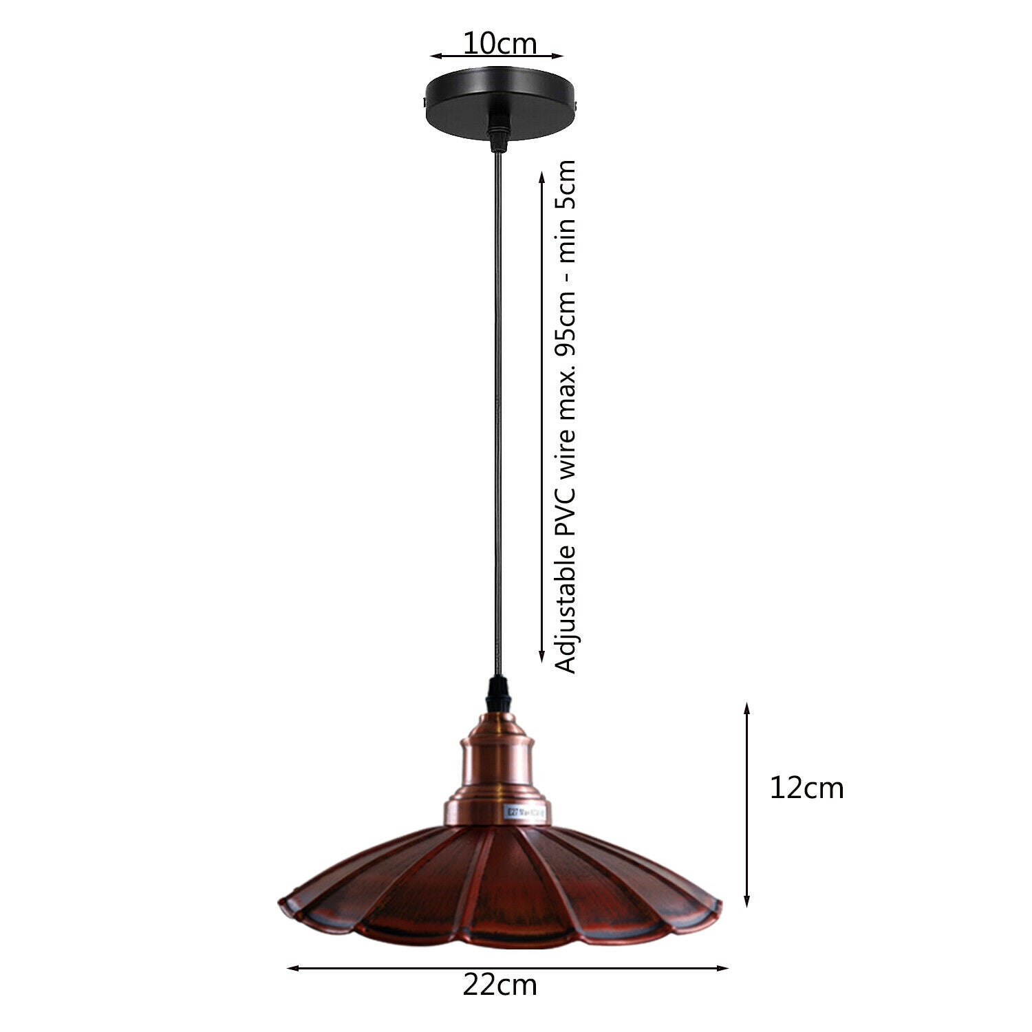 Rustic Red Wavy Metal Ceiling Pendant Light